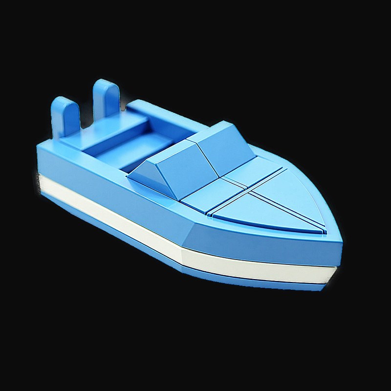 Blue Toy Brick Speedboat - Clay - 3D icon from Toy Brick Vehicles - Clay