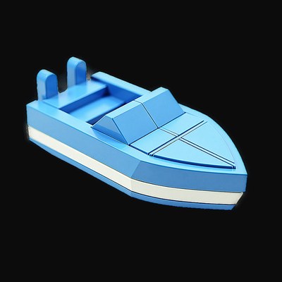 Blue Toy Brick Speedboat - Clay - 3D icon from Toy Brick Vehicles - Clay