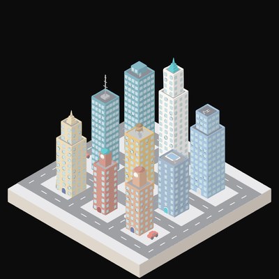 Bank District Towers - illustration from Isometric City Scene Illustrations