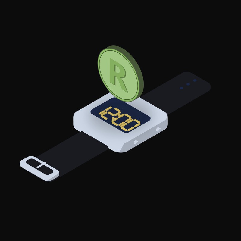 South African Rand Floating Over a Watch - animated icon from Crypto & Currency Watch Float