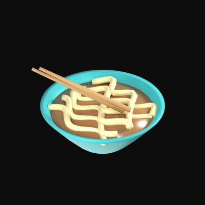 Teal Ramen Noodle Bowl 3D Icon - 3D icon from Clay Food 3D