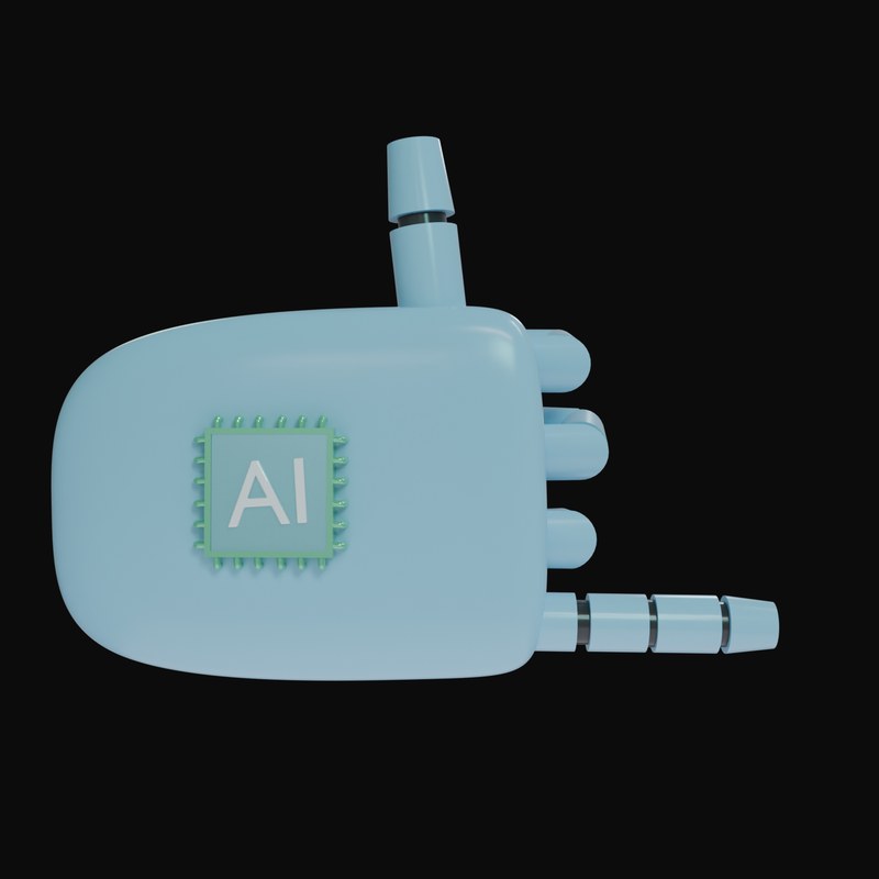 Sky Blue Rock On Robot Hand 3D Icon - 3D icon from Robot Hand Gestures 3D Icons
