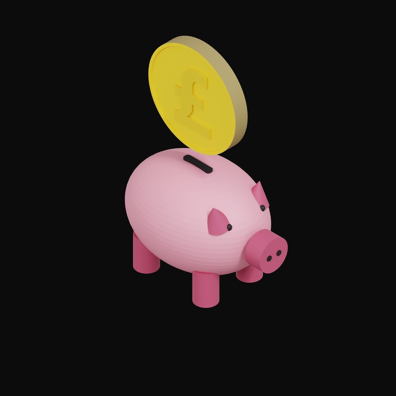 British Pound Floating Over a Piggy Bank - 3D icon from Crypto & Currency Piggy Bank Float