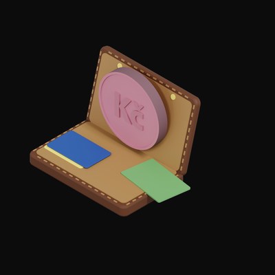 Czech Koruna Floating Over a Wallet - 3D icon from Crypto & Currency Wallet Float
