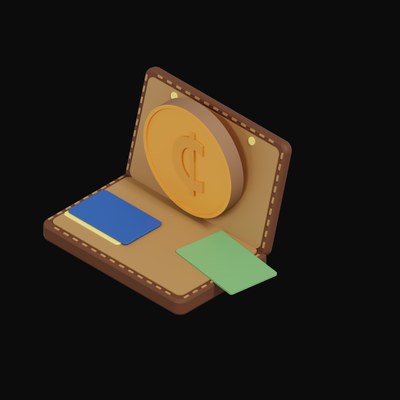 Ghanaian Cedi Floating Over a Wallet - 3D icon from Crypto & Currency Wallet Float