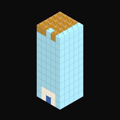 Toy Brick Mid-Rise with Roof Garden - 3D icon from Toy Brick City