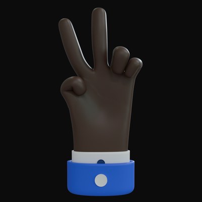 Black Two Fingers Business Hand 3D Icon - 3D icon from Business Hand Gestures 3D Icons