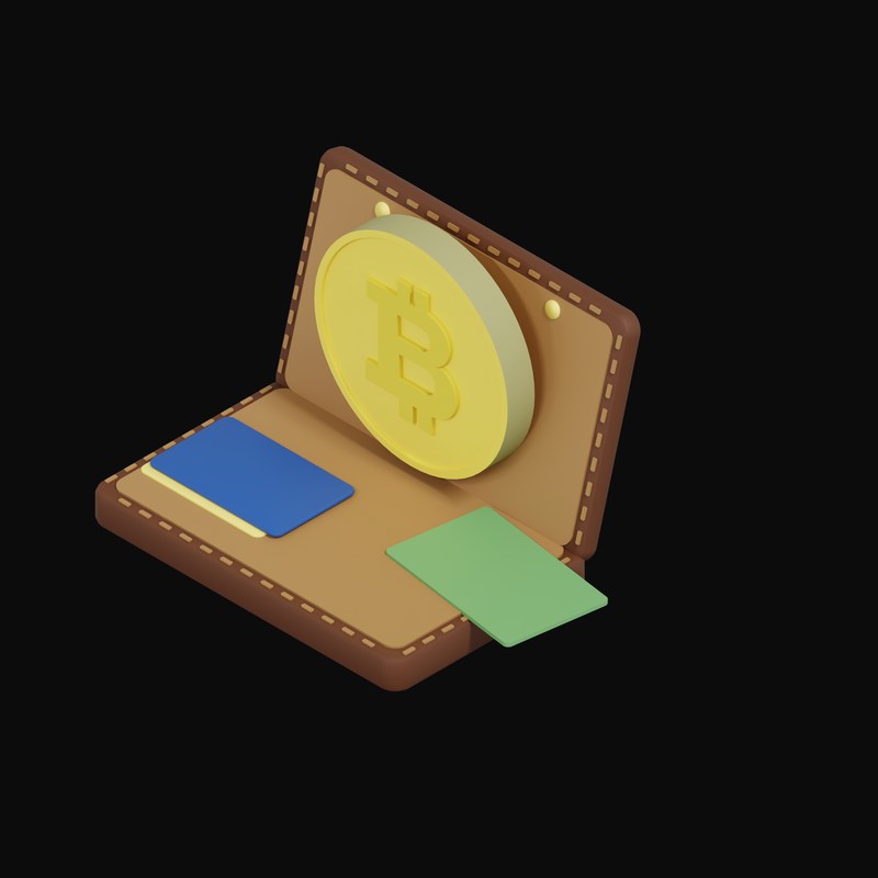 Bitcoin Floating Over a Wallet - 3D icon from Crypto & Currency Wallet Float