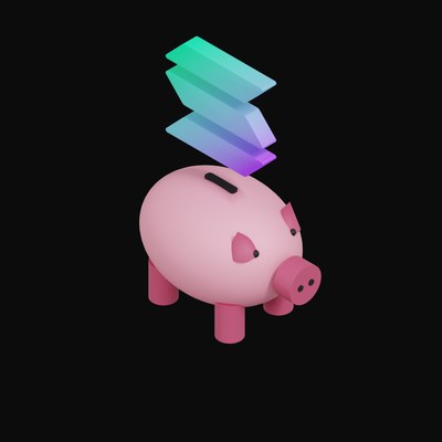 Solana Floating Over a Piggy Bank - 3D icon from Crypto & Currency Piggy Bank Float