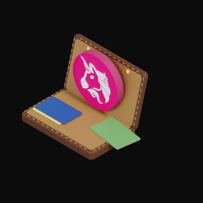 Uniswap Floating Over a Wallet - 3D icon from Crypto & Currency Wallet Float