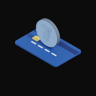 Mongolian Tugrik Floating Over a Credit Card - 3D icon from Crypto & Currency Credit Card Float