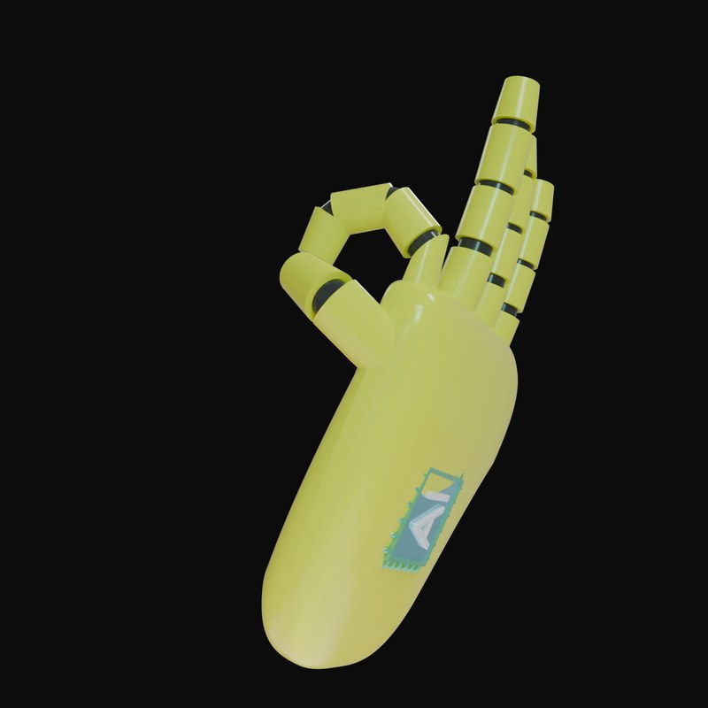 Yellow OK Sign Robot Hand 3D Icon - 3D icon from Robot Hand Gestures 3D Icons