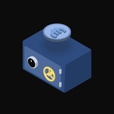 Euro Floating Over a Safe (Back) - animated icon from Crypto & Currency Safe Float