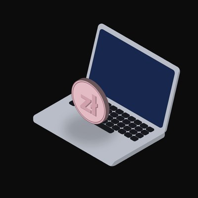 Polish Zloty Floating Over a Laptop - illustration from Crypto & Currency Laptop Float