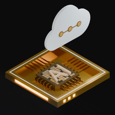Copper AI Cloud Chip 3D Icon - 3D icon from AI Cloud Chips