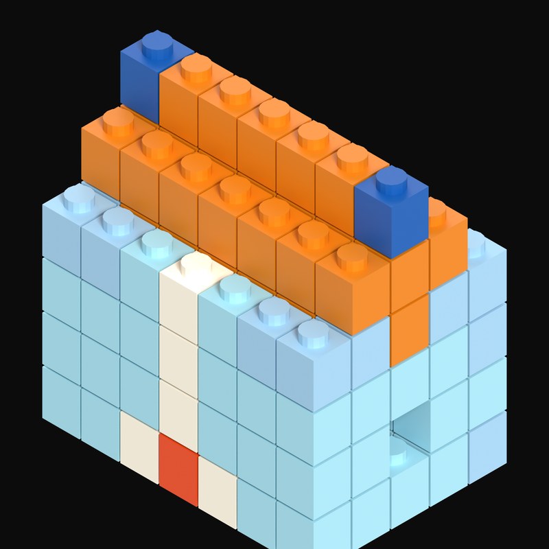 Toy Brick Twin-Chimney Manor Cottage - 3D icon from Toy Brick City