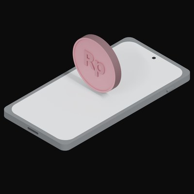 Phone Indonesian Rupiah Floating - 3D icon from Crypto and World Currency Phone Float