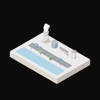 Cooling Pond - illustration from Isometric AI Infrastructure Scene Icons