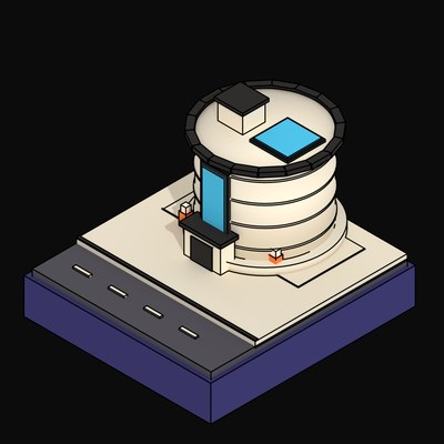Banded Concrete Rotunda with a Single Slot Entrance - 3D icon from Neo Brutalist Scenes