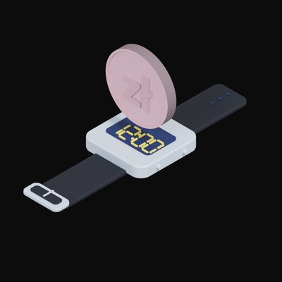 Polish Zloty Floating Over a Watch - 3D icon from Crypto & Currency Watch Float