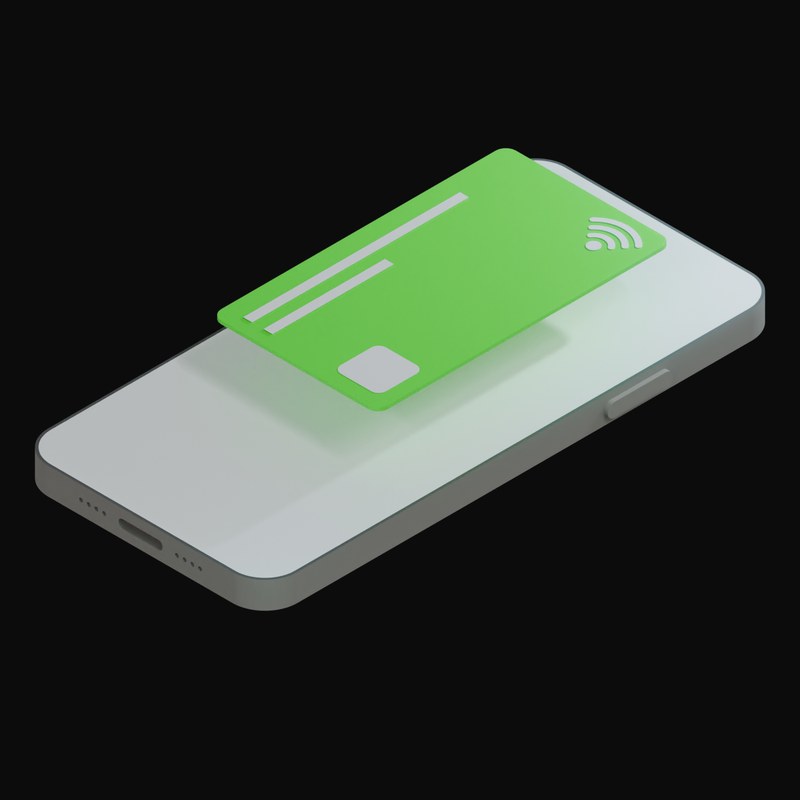 Green Credit Card on a White Phone Animated Icon - animated icon from Credit Card and Phone Animated Icons