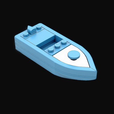 Blue Toy Brick Speedboat - Clay 3 - 3D icon from Toy Brick Vehicles - Clay
