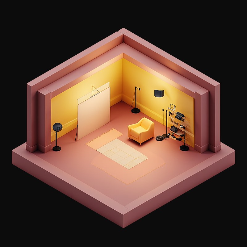 Slate Photo Studio with a Backdrop Sweep - 3D icon from Isometric Clay Room Scenes