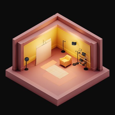 Slate Photo Studio with a Backdrop Sweep - 3D icon from Isometric Clay Room Scenes