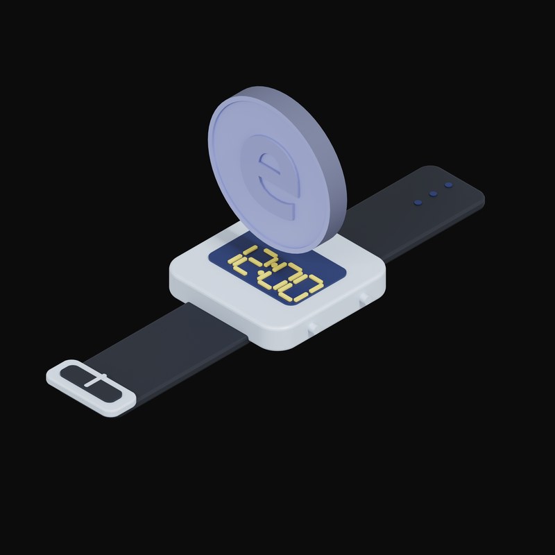 Ethena USDe Floating Over a Watch - 3D icon from Crypto & Currency Watch Float