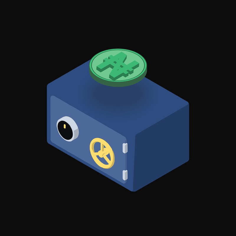 Nigerian Naira Floating Over a Safe (Back) - animated icon from Crypto & Currency Safe Float