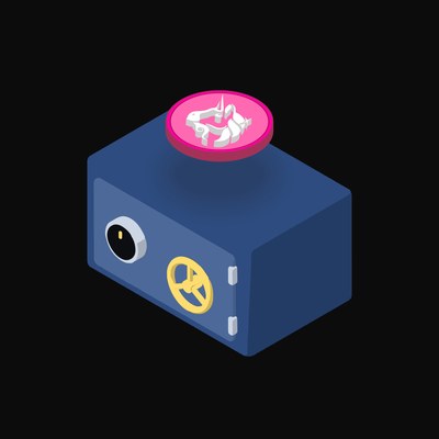 Uniswap Floating Over a Safe (Back) - animated icon from Crypto & Currency Safe Float