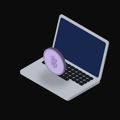 Thai Baht Floating Over a Laptop - illustration from Crypto & Currency Laptop Float