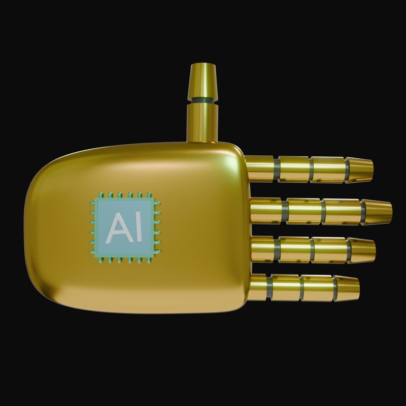Gold Open Hand Robot Hand 3D Icon - 3D icon from Robot Hand Gestures 3D Icons