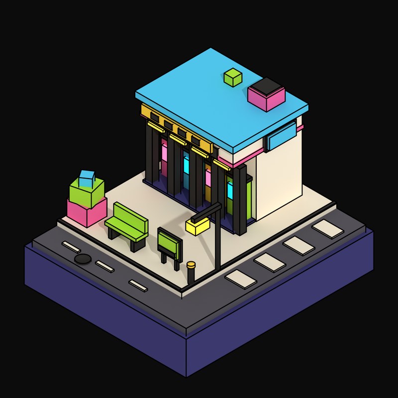 Cream Arcade with a Columned Colonnade - 3D icon from Neo Brutalist High Street