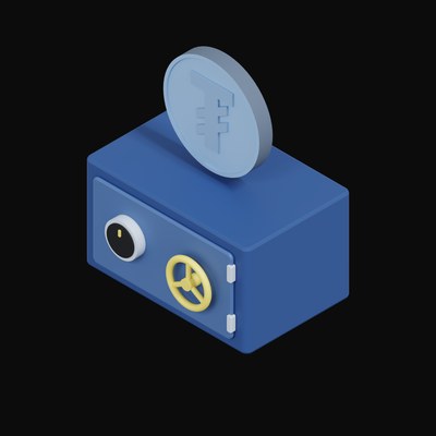 Mongolian Tugrik Floating Over a Safe - 3D icon from Crypto & Currency Safe Float