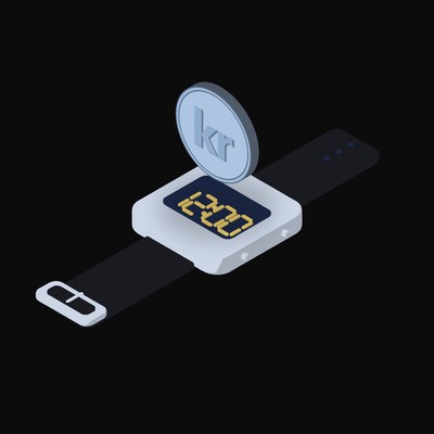 Swedish Krona Floating Over a Watch - illustration from Crypto & Currency Watch Float