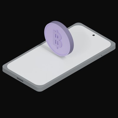 Phone Thai Baht Floating - 3D icon from Crypto and World Currency Phone Float