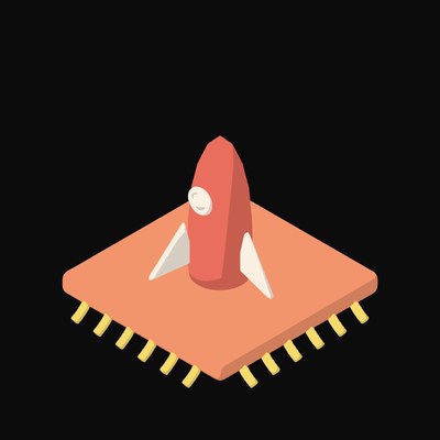 Red Rocket Boost Chip Icon - illustration from AI Chip and Processor Icons