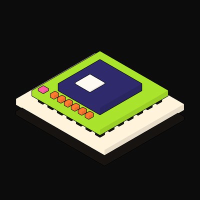 Lime Processor Die on a Ball Grid Array - illustration from Neo Brutalist AI Hardware Icons