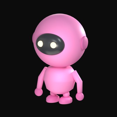 Pink Orb Head Robot 3D Icon - 3D icon from Clay Robot Characters 3D