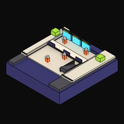 Plum Sunken Pedestrian Precinct Seen in Section - 3D icon from Neo Brutalist Scenes