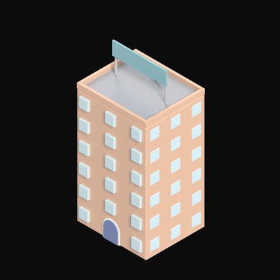 Shopfront Block with Billboard - 3D icon from Clay Buildings & Cottages