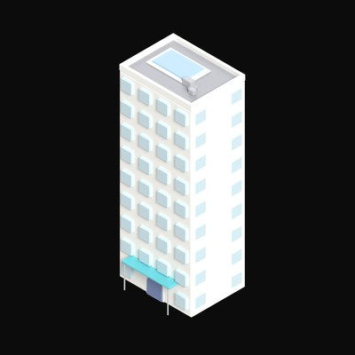 Hotel with Rooftop Pool - 3D icon from Clay Buildings & Cottages