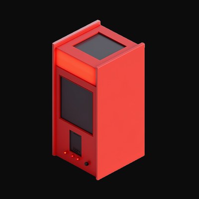 Crimson Retro Arcade Cabinet - 3D icon from Retro Tech & Devices