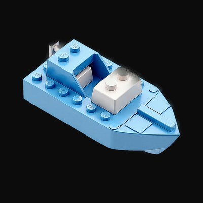 Blue Toy Brick Speedboat - Clay 2 - 3D icon from Toy Brick Vehicles - Clay