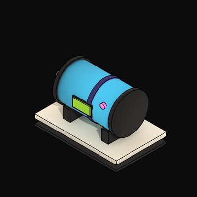 Cyan Liquid Cooled Pod with Quick Disconnects - 3D icon from Neo Brutalist AI Hardware