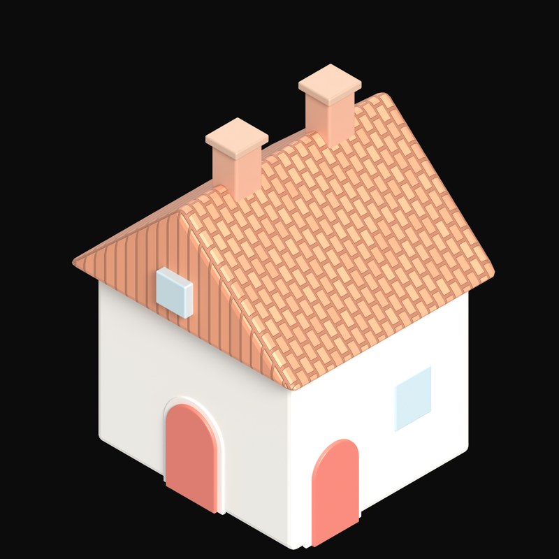 Whitewashed Waterside Cottage - 3D icon from Clay Buildings & Cottages