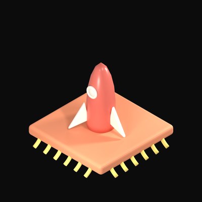 Red Rocket Boost Chip 3D Icon - 3D icon from AI Chips and Processors 3D