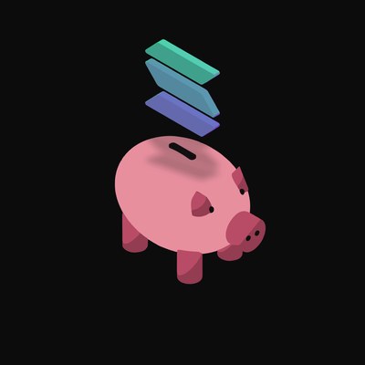 Solana Floating Over a Piggy Bank - animated icon from Crypto & Currency Piggy Bank Float