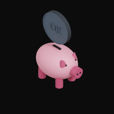 OKB Floating Over a Piggy Bank - 3D icon from Crypto & Currency Piggy Bank Float